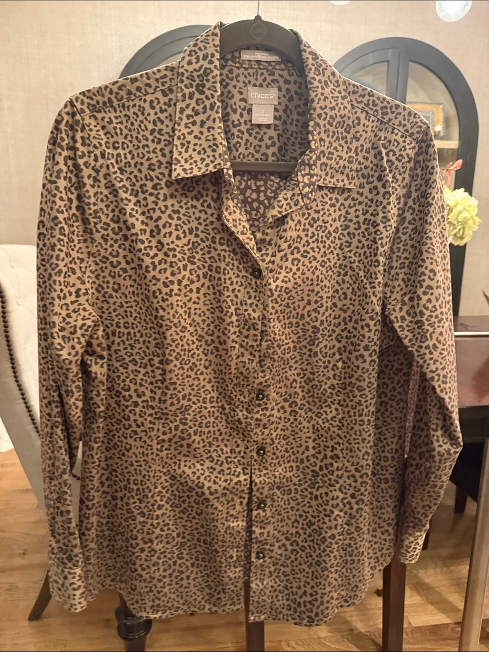 Chico's Women’s Leopard Print Button-Down Shirt - Tan/Black